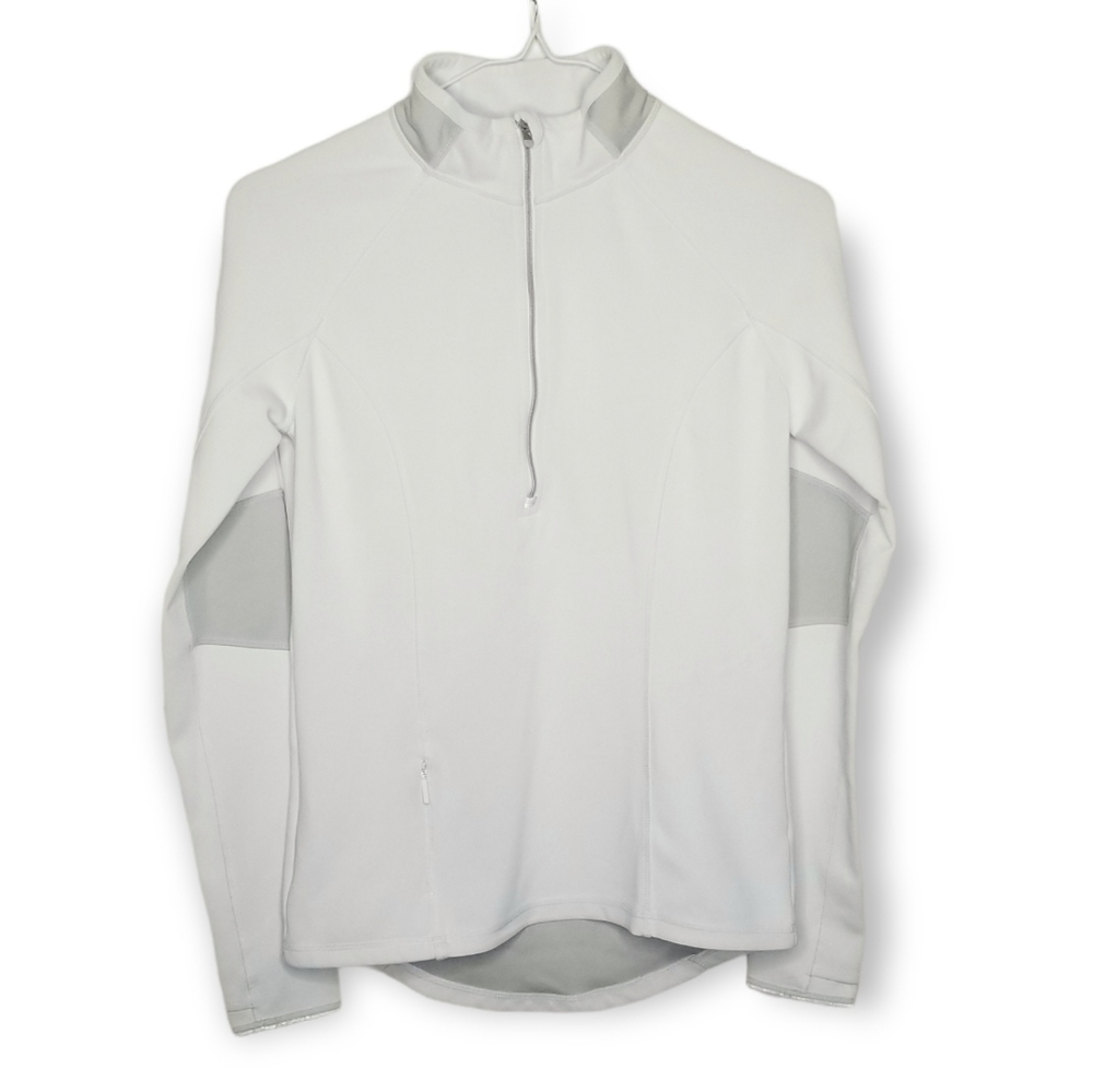 Athleta popover jacket white slim fit reflective Wmn's XS Running Walking Gym
